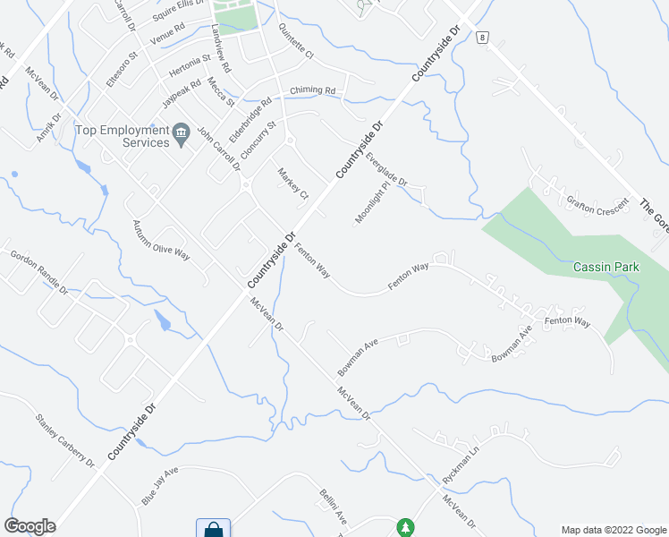 map of restaurants, bars, coffee shops, grocery stores, and more near 9 Fenton Way in Brampton