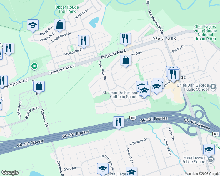 map of restaurants, bars, coffee shops, grocery stores, and more near 2 Lovel Avenue in Toronto