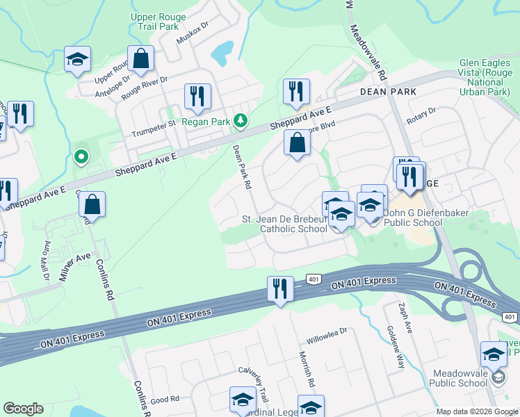 map of restaurants, bars, coffee shops, grocery stores, and more near 2 Lovel Avenue in Toronto