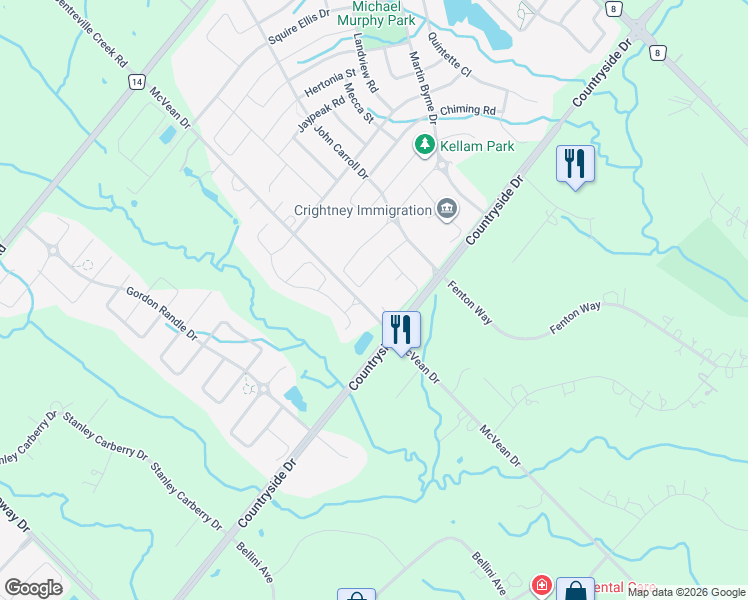 map of restaurants, bars, coffee shops, grocery stores, and more near 24 Adonis Close in Brampton