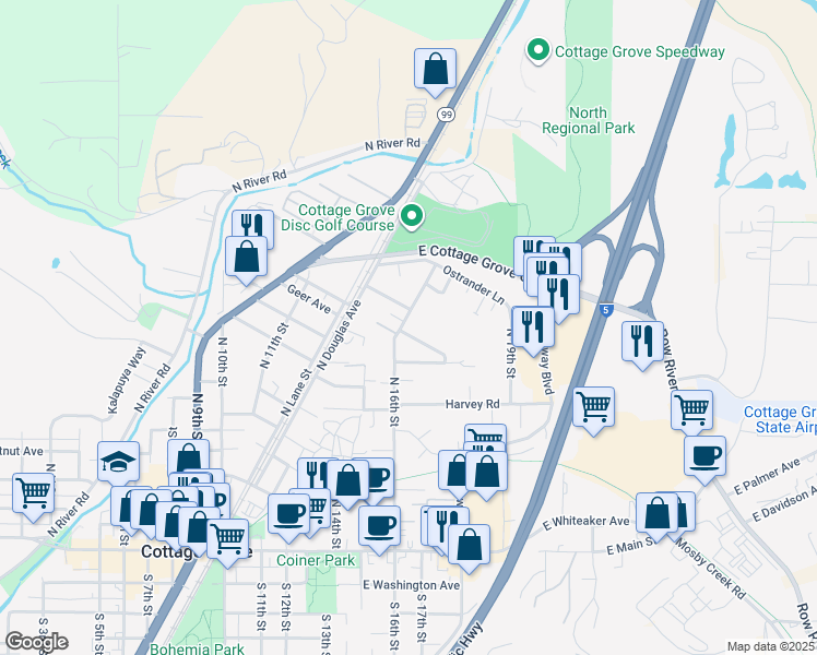 map of restaurants, bars, coffee shops, grocery stores, and more near 830 North 16th Street in Cottage Grove