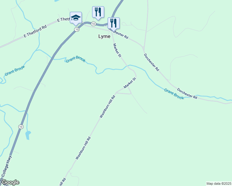 map of restaurants, bars, coffee shops, grocery stores, and more near Market Street in Lyme