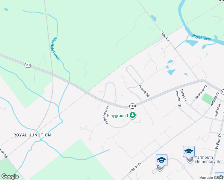 map of restaurants, bars, coffee shops, grocery stores, and more near 60 Rainbow Farm Road in Yarmouth