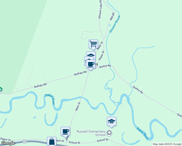 map of restaurants, bars, coffee shops, grocery stores, and more near 2 Quincy Road in Rumney