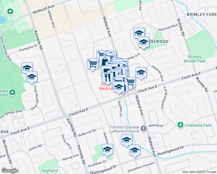 map of restaurants, bars, coffee shops, grocery stores, and more near in Toronto