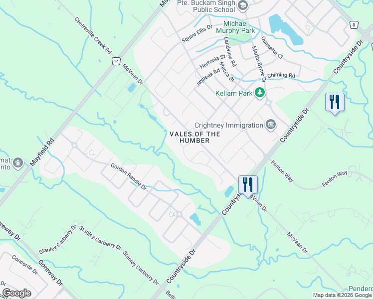 map of restaurants, bars, coffee shops, grocery stores, and more near 7 Anatolia Street in Brampton