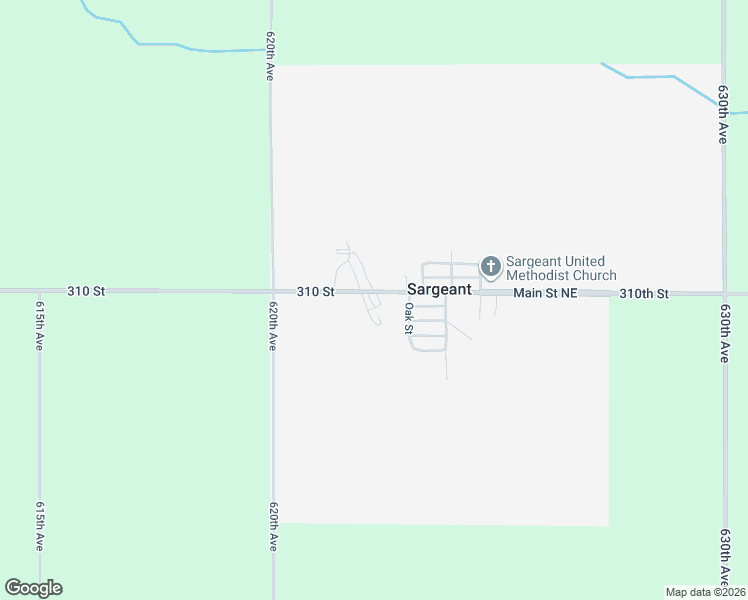 map of restaurants, bars, coffee shops, grocery stores, and more near 305 Main Street Northwest in Sargeant