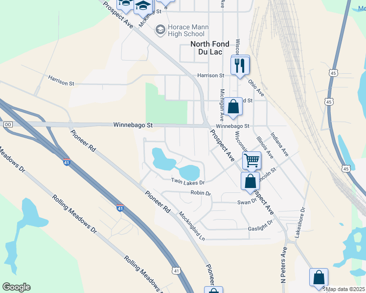 map of restaurants, bars, coffee shops, grocery stores, and more near 532 Maine Avenue in North Fond du Lac