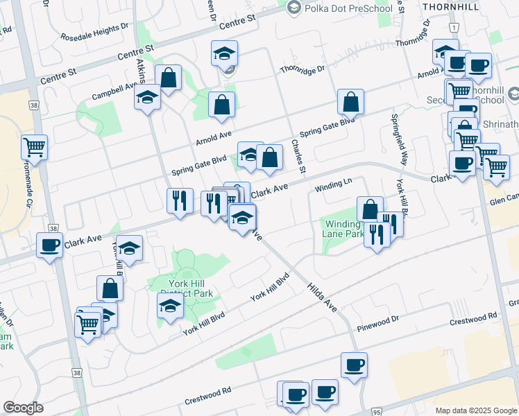 map of restaurants, bars, coffee shops, grocery stores, and more near in Vaughan
