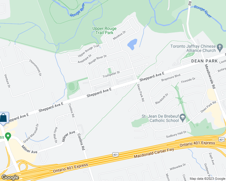 map of restaurants, bars, coffee shops, grocery stores, and more near 5 Ecopark Gate in Toronto