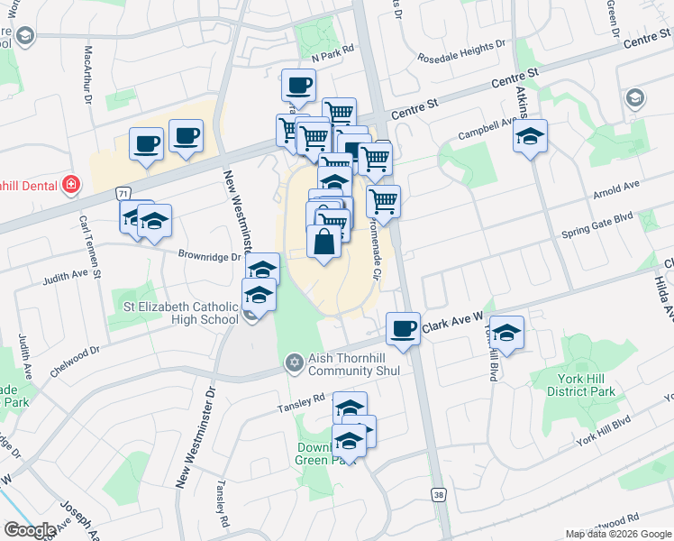 map of restaurants, bars, coffee shops, grocery stores, and more near in Vaughan