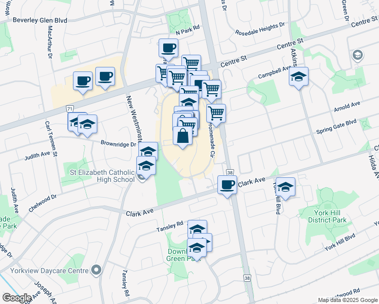 map of restaurants, bars, coffee shops, grocery stores, and more near in Vaughan