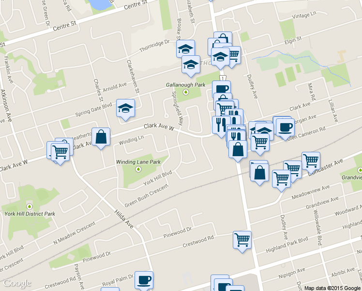 map of restaurants, bars, coffee shops, grocery stores, and more near 8 Colleen Street in Vaughan