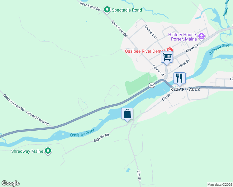map of restaurants, bars, coffee shops, grocery stores, and more near 10 Mills Ext in Porter