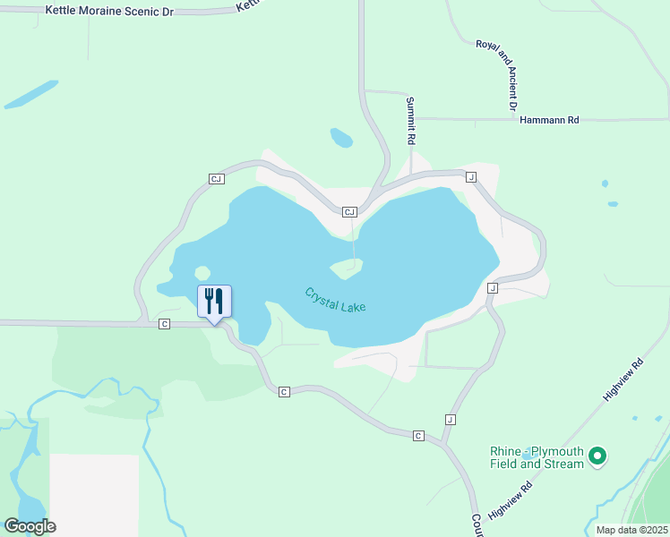 map of restaurants, bars, coffee shops, grocery stores, and more near N7351 Crystal Isle Lane in Plymouth