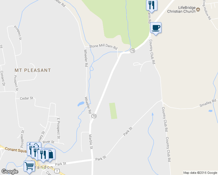 map of restaurants, bars, coffee shops, grocery stores, and more near 301 Forest Dale Road in Brandon