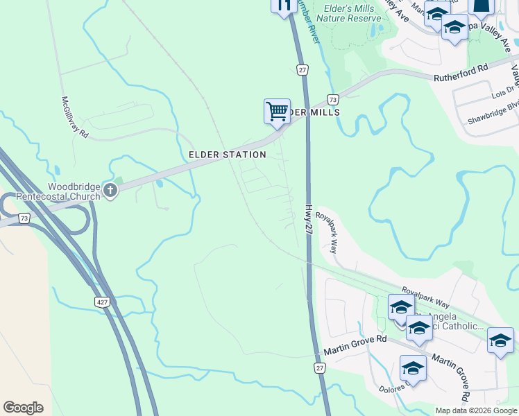 map of restaurants, bars, coffee shops, grocery stores, and more near 10 Arcangelo Gate in Vaughan