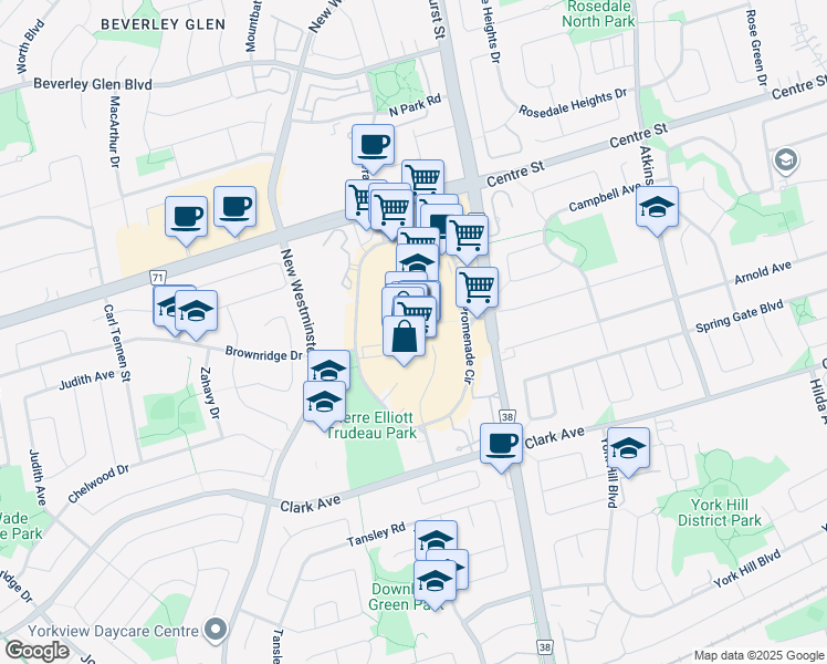 map of restaurants, bars, coffee shops, grocery stores, and more near in Vaughan