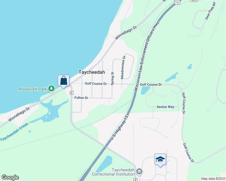 map of restaurants, bars, coffee shops, grocery stores, and more near W4706 Golf Course Drive in Fond du Lac