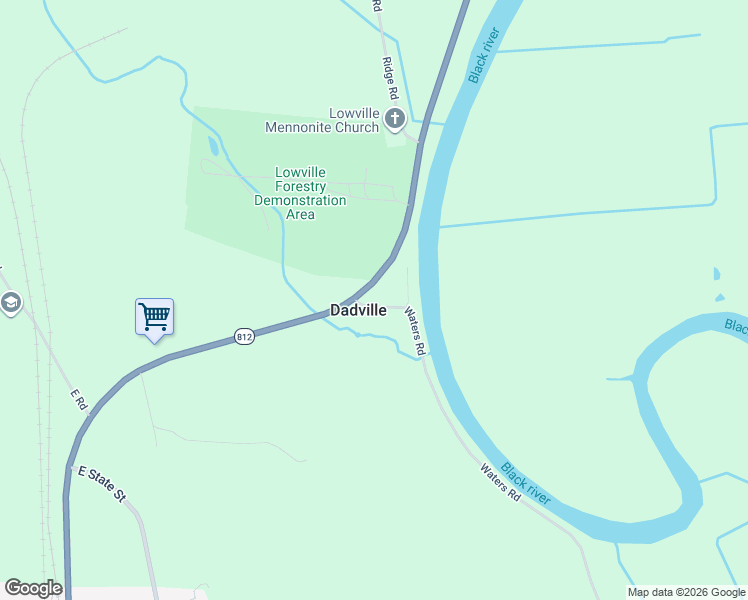 map of restaurants, bars, coffee shops, grocery stores, and more near 294 Po Box in Lowville