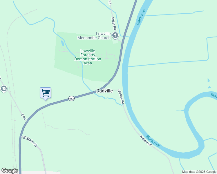 map of restaurants, bars, coffee shops, grocery stores, and more near 294 Po Box in Lowville