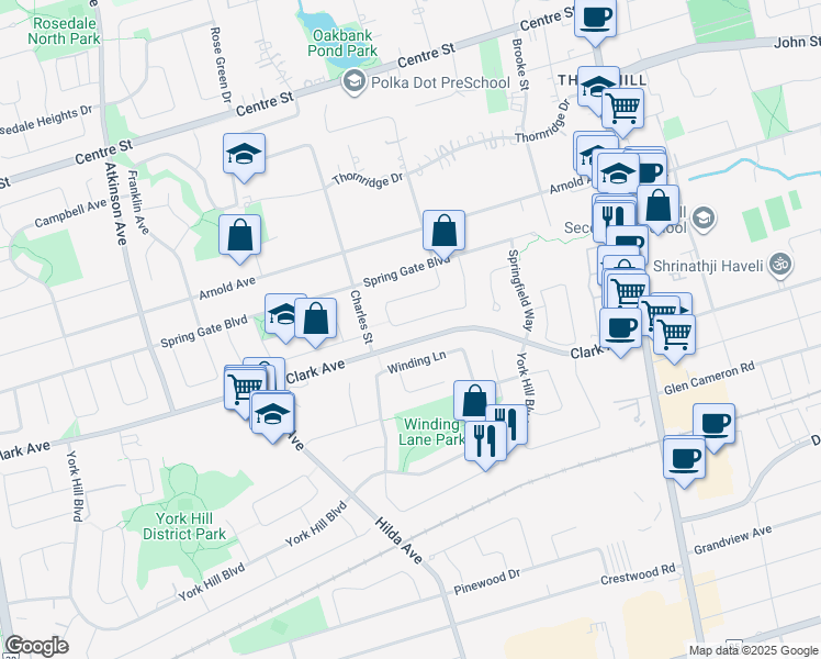 map of restaurants, bars, coffee shops, grocery stores, and more near 117 Glenmanor Way in Vaughan