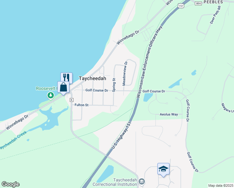 map of restaurants, bars, coffee shops, grocery stores, and more near W4706 Golf Course Drive in Fond du Lac