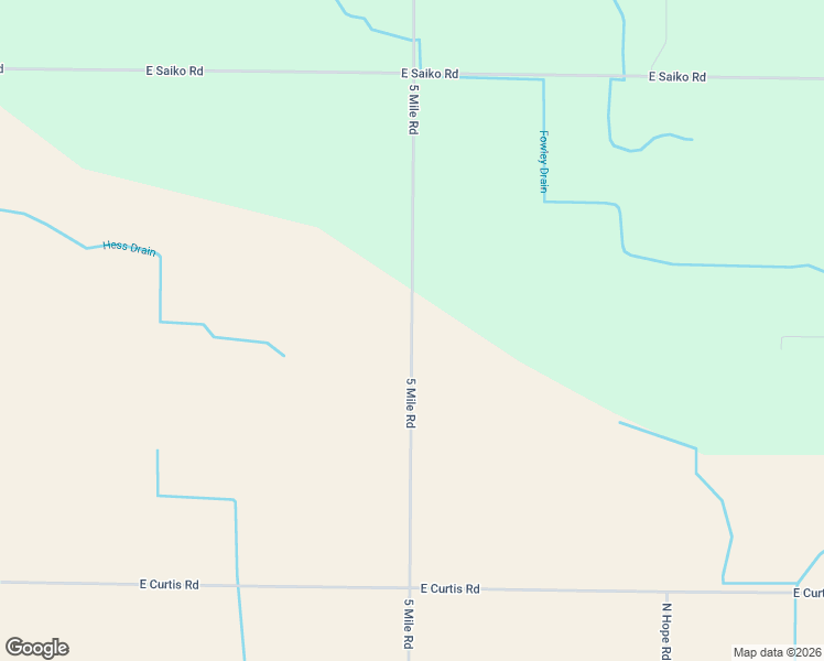 map of restaurants, bars, coffee shops, grocery stores, and more near 6999 5 Mile Road in Hope