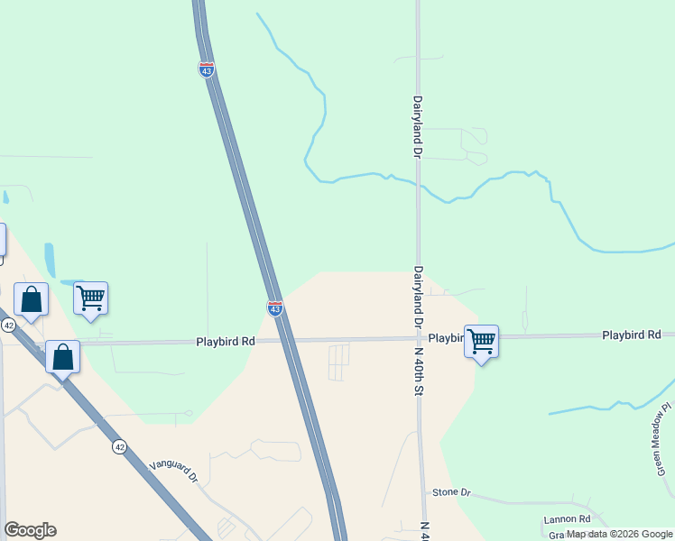 map of restaurants, bars, coffee shops, grocery stores, and more near 4134 Playbird Road in Sheboygan