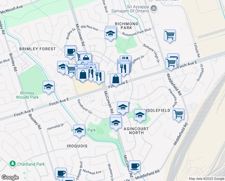 map of restaurants, bars, coffee shops, grocery stores, and more near in 