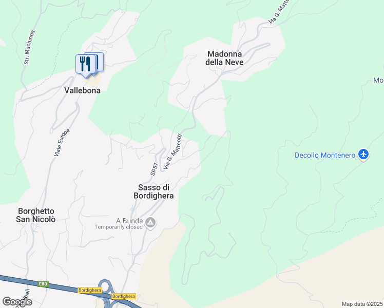 map of restaurants, bars, coffee shops, grocery stores, and more near Strada località Musso Inferiore in Provincia di Imperia