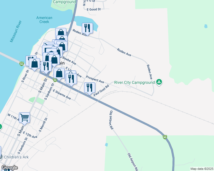 map of restaurants, bars, coffee shops, grocery stores, and more near 298 Prospect Avenue in Chamberlain