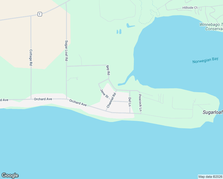 map of restaurants, bars, coffee shops, grocery stores, and more near W3159 Bay Road in Green Lake