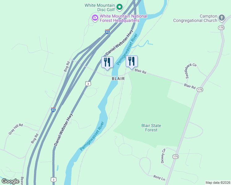 map of restaurants, bars, coffee shops, grocery stores, and more near 28 Canoe Run Road in Campton