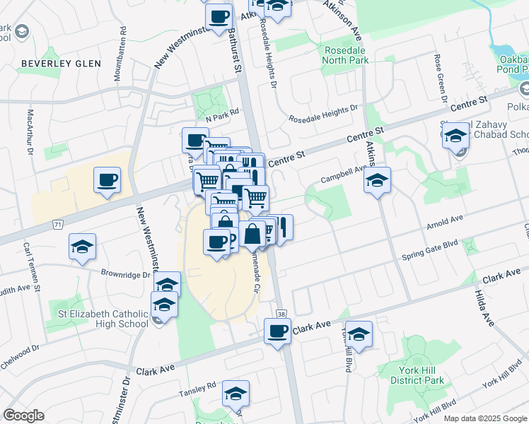 map of restaurants, bars, coffee shops, grocery stores, and more near in Vaughan