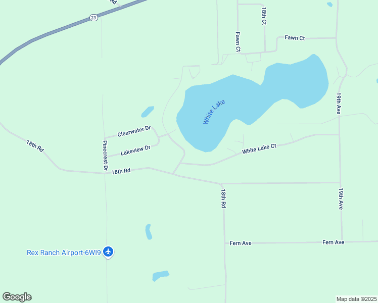 map of restaurants, bars, coffee shops, grocery stores, and more near N4656 White Lake Drive in Montello