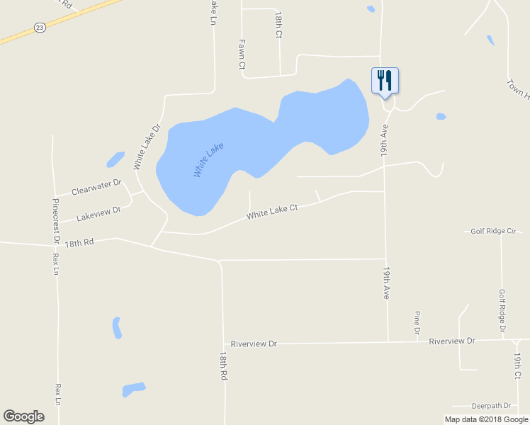 map of restaurants, bars, coffee shops, grocery stores, and more near White Lake Court in Montello