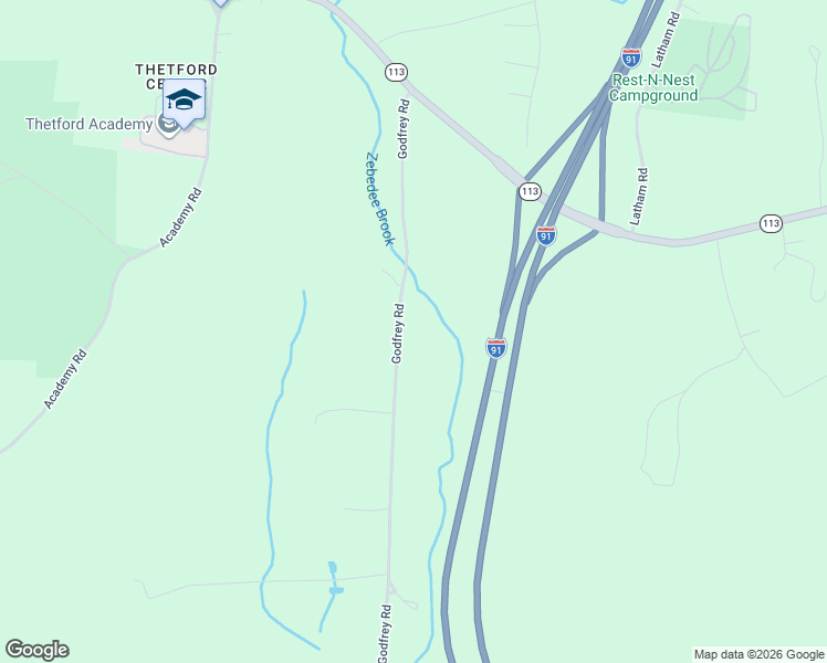 map of restaurants, bars, coffee shops, grocery stores, and more near 451 Godfrey Road in Thetford