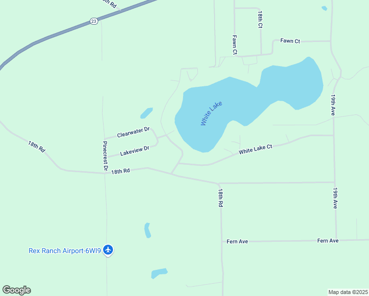 map of restaurants, bars, coffee shops, grocery stores, and more near N4656 White Lake Drive in Montello