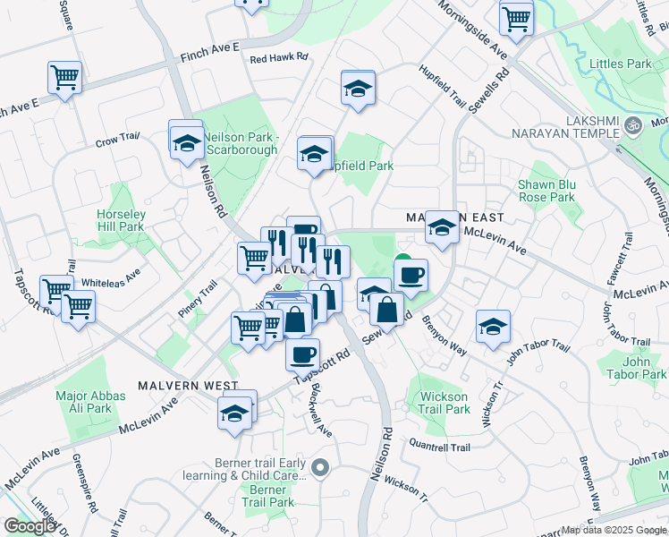 map of restaurants, bars, coffee shops, grocery stores, and more near in Toronto
