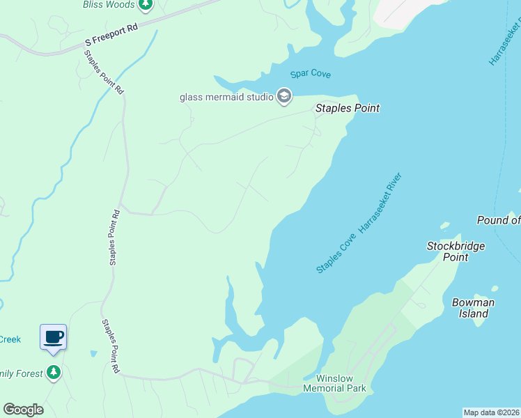 map of restaurants, bars, coffee shops, grocery stores, and more near 20 Arnold Road in Freeport