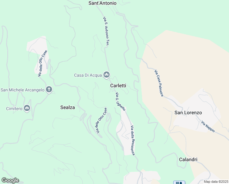 map of restaurants, bars, coffee shops, grocery stores, and more near 49A Via Giuseppe Ughetto in Carletti