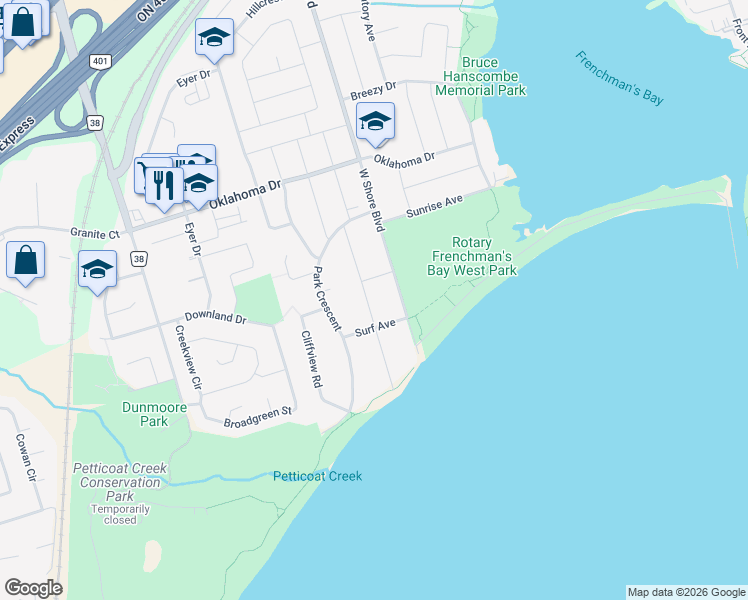 map of restaurants, bars, coffee shops, grocery stores, and more near 573 Marksbury Road in Pickering