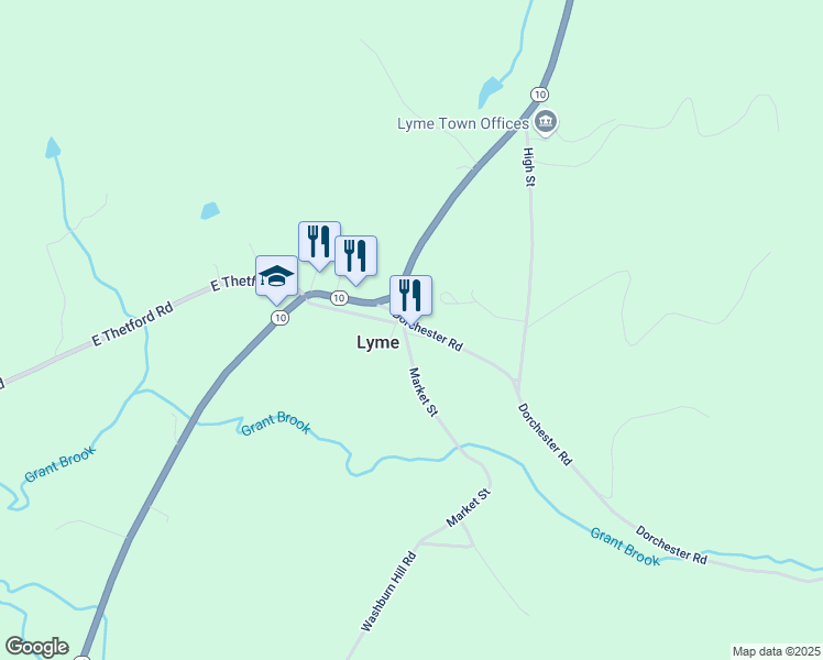 map of restaurants, bars, coffee shops, grocery stores, and more near 1 Market Street in Lyme