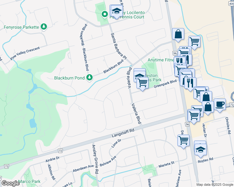 map of restaurants, bars, coffee shops, grocery stores, and more near 49 Dianawood Ridge in Vaughan