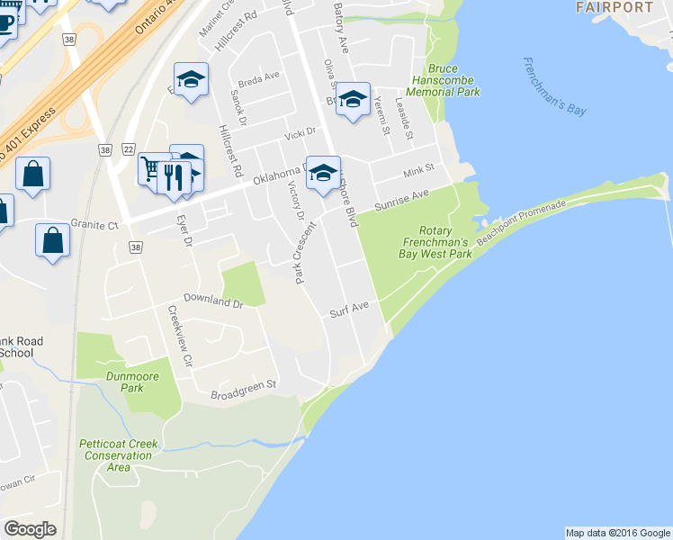 map of restaurants, bars, coffee shops, grocery stores, and more near 588 Marksbury Road in Pickering