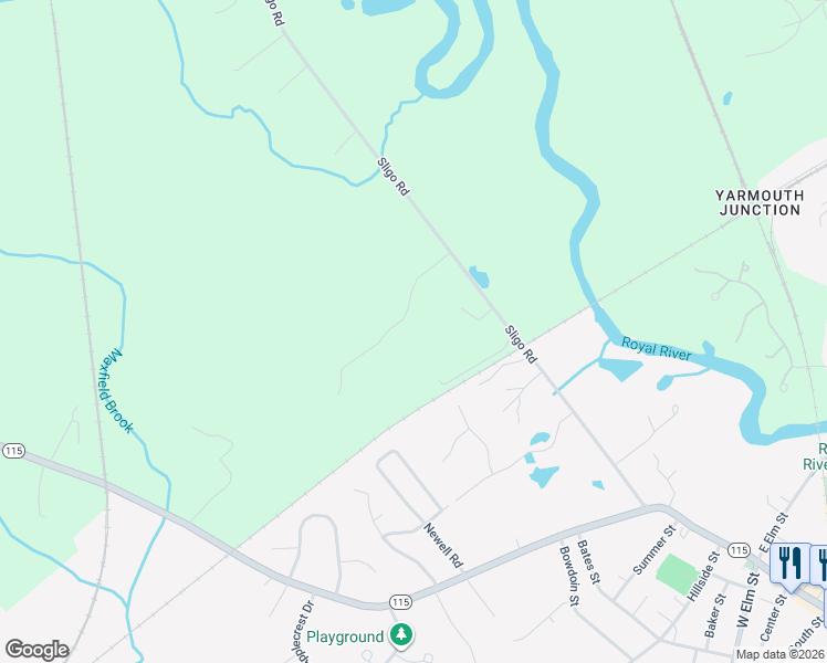 map of restaurants, bars, coffee shops, grocery stores, and more near 228 Sligo Road in Yarmouth