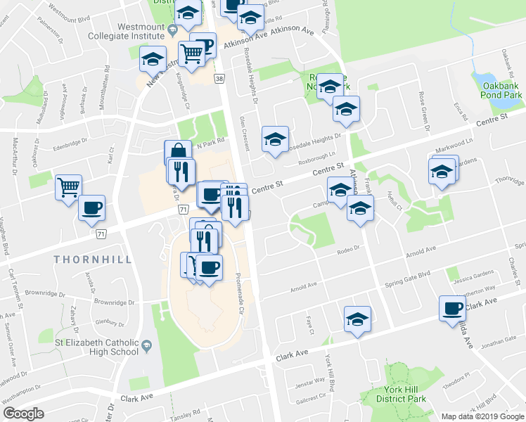 map of restaurants, bars, coffee shops, grocery stores, and more near in Vaughan