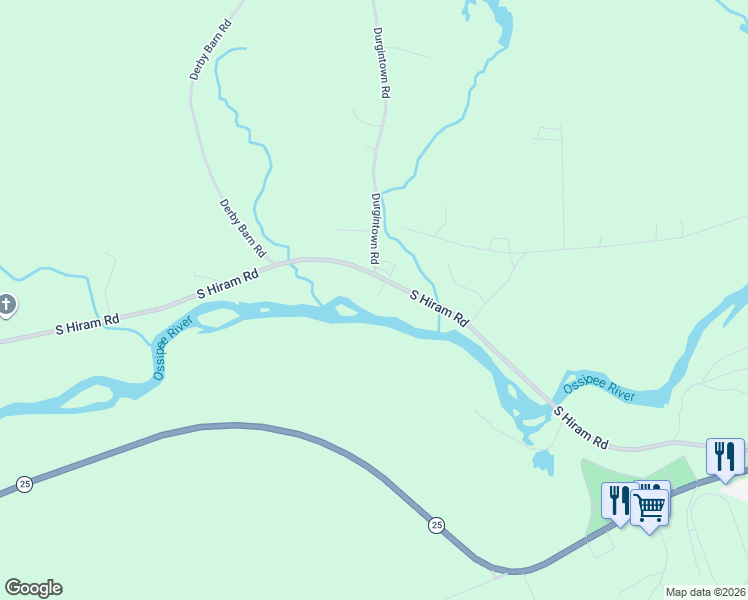 map of restaurants, bars, coffee shops, grocery stores, and more near 507 South Hiram Road in Hiram