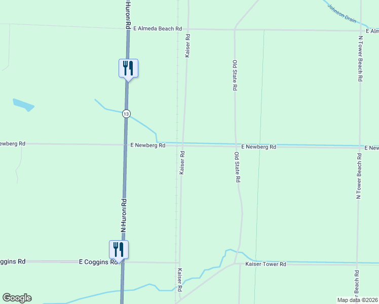 map of restaurants, bars, coffee shops, grocery stores, and more near 2130-2246 East Newberg Road in Pinconning